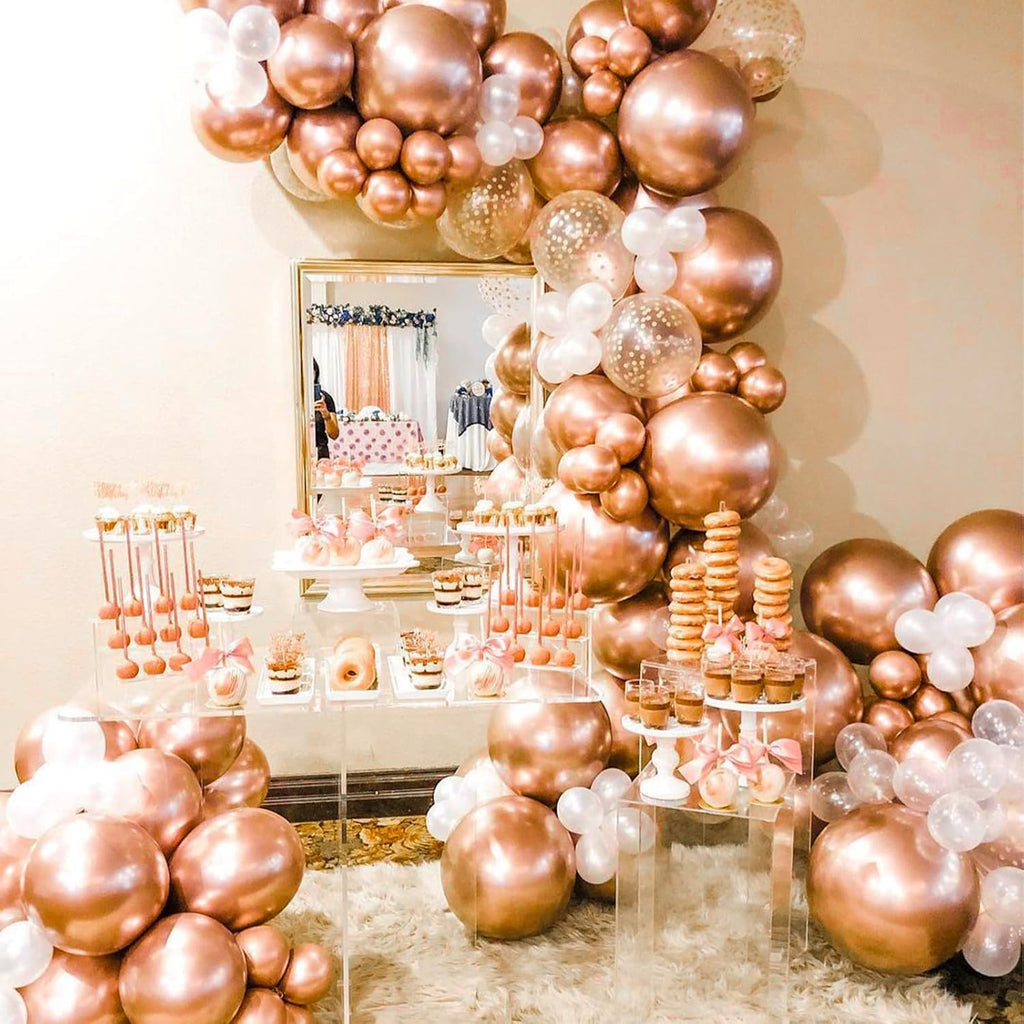 PartyWoo Metallic Rose Gold Balloons - 50 Pcs 5 Inch | Perfect for Bachelorette & Wedding Decorations