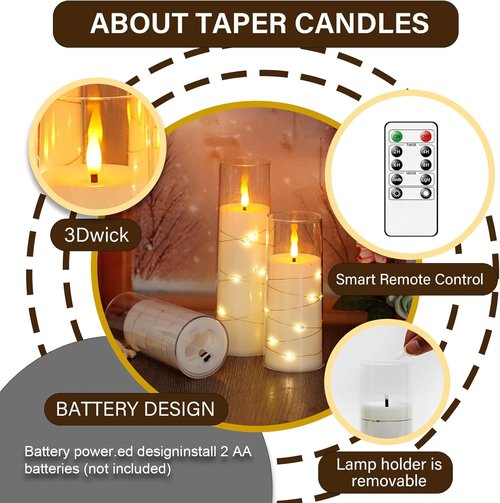 Kakoya Flameless LED Candles - 5-Piece Set with Timer for Romantic Ambiance | White Acrylic Shell