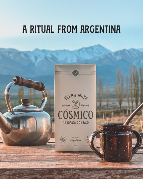 Yerba Mate COSMICO, 2.2 lb, 1 KILO (pack of 2), Premium Loose Leaf Argentine Tea, Gluten-Free, Large Leaf Low Dust Brew, Clean Energy