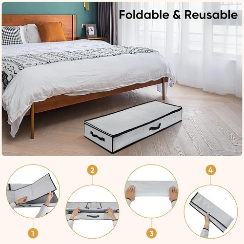 BALEINE Wrapping Paper Storage Organizer - Durable 600D Oxford Fabric Gift Wrap Bag with Flexible Partitions | Gray (Pack of 2)