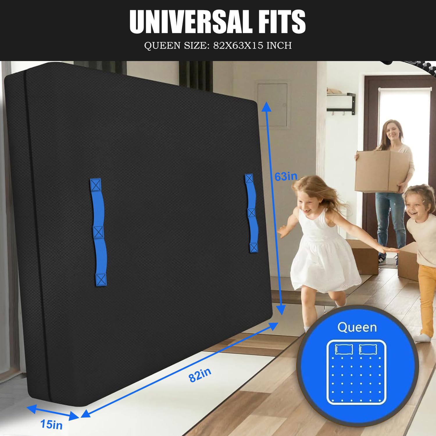 (Not Plastic,Not Polyethylene),Mattress Bags for Moving and Storage,Queen Size,8 Handles,Heavy Duty & Thicker Canvas 600D Polyester Cloth,Reusable Waterproof Mattress Protector Covers,Strong Zipper