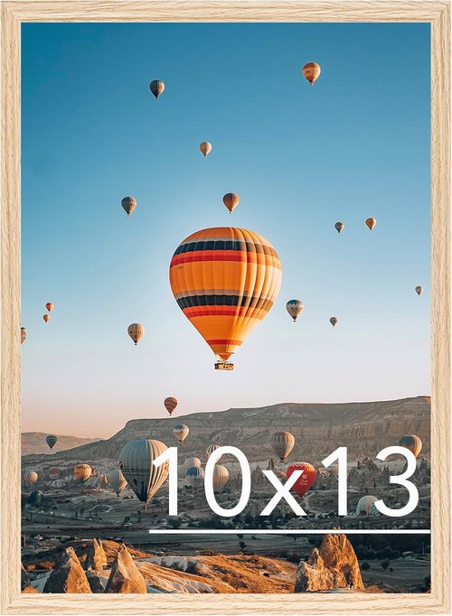 JCJMY 10x13 Picture Frame - Wall Mountable for Horizontal or Vertical Display | Shatter-Resistant Plexiglass, Natural Finish