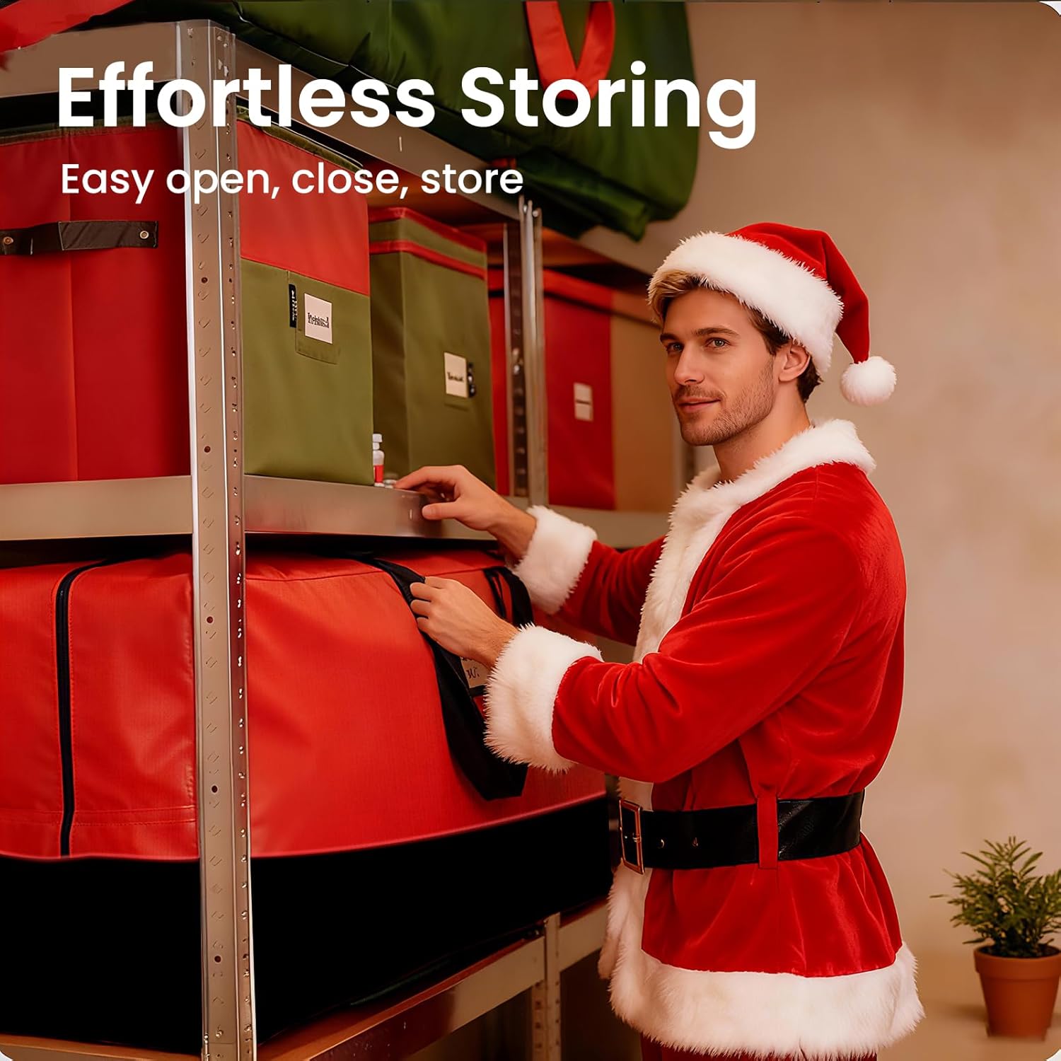 Regine Switzerland Heavy Duty Christmas Tree Storage Bag - Waterproof, Durable Zipper & Handles for 9ft Trees | Black & Red