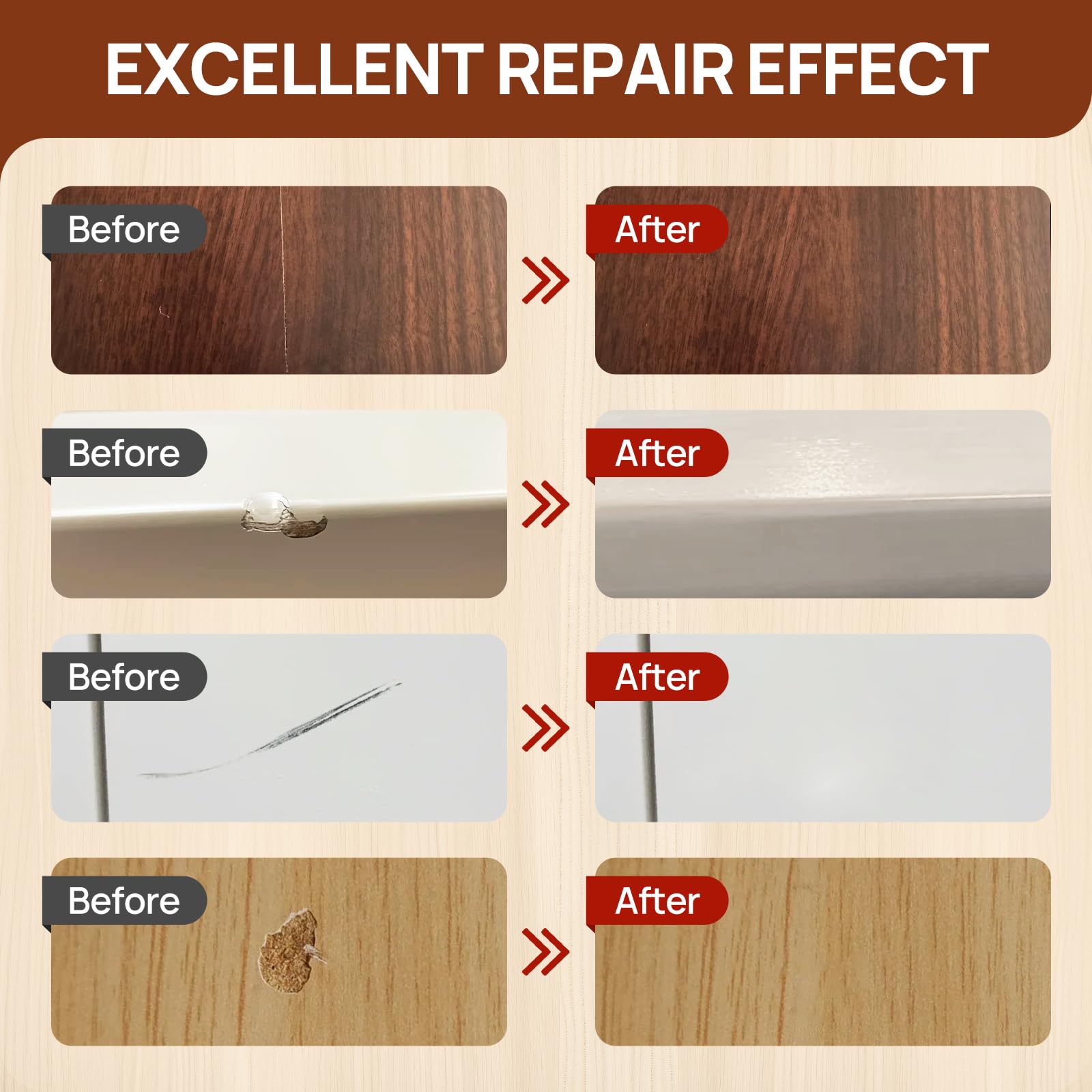 Boncart Wood Furniture Repair Kit, Wood Touch up Fillers, Repair Scratches, Cracks, Paint Chips, and Nail Holes on Furniture, Floors, Doors, Cabinets, and Tables (10 Colors)