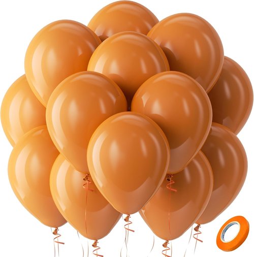 Bezente Burnt Orange Balloons - 100 Pack 12-Inch Round Latex Balloons for Autumn Wedding & Party Decor