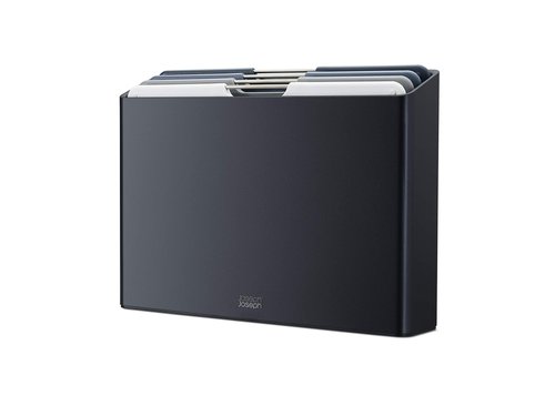 Joseph Joseph Folio 4-Piece Colour coded Cutting Board Set, Slimline case for organized Kitchen storage, Graphite