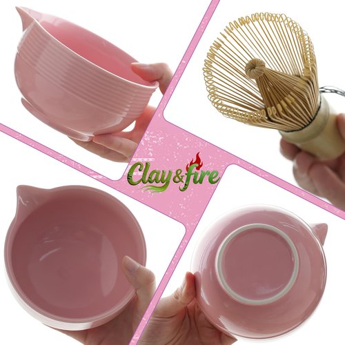 Clay&Fire Matcha Whisk Set, 9 pcs Ceramic Matcha Set, Gifts for Women,Matcha Bowl with Spout and Whisk, Matcha Kit for Matcha Lovers, Ideal Gift Christmas, Birthday, Anniversary