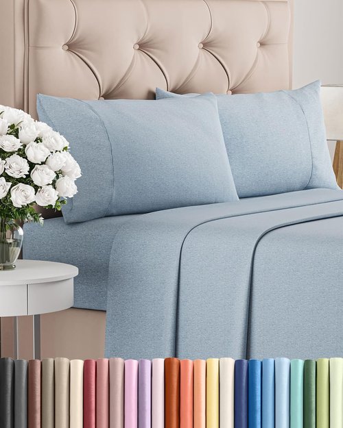 King Size 4 Piece Sheet Set - Comfy Cooling Bed Sheets for Luxurious Sleep - Deep Pockets, Soft & Wrinkle-Free - Blue