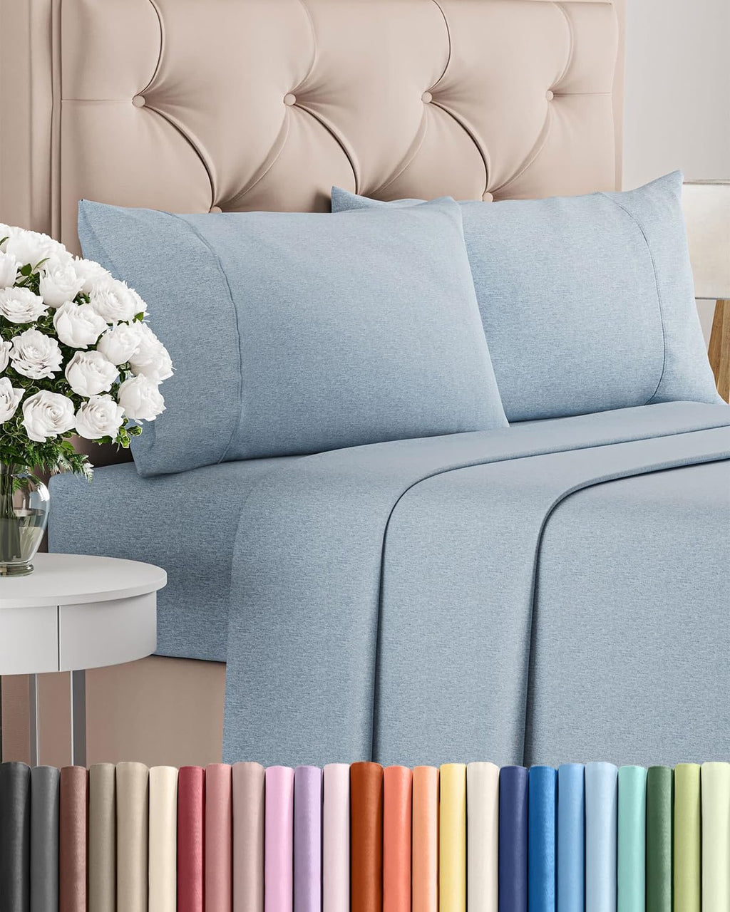 ComfyCool | Full Size 4-Piece Sheet Set - Breathable, Soft & Wrinkle-Free Hotel Luxury Bedding - Deep Pockets, Blue