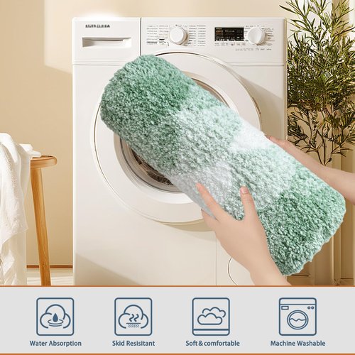 HAPACE Bathroom Rugs, Thick Absorbent Bath Mat Rug Non Slip, Soft Shaggy Bath Room Floor Mats for Bathroom, Machine Washable,(16"×24",Sage Green)