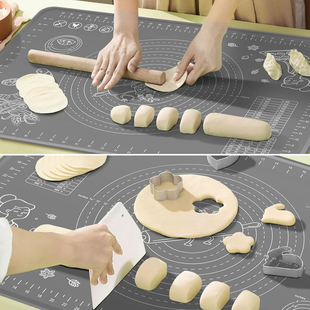 Skiennix Silicone Baking Mat - Extra Thick Non-Stick Pastry Mat with Measurements | 32x24 Inch for Rolling Dough, Bread, Cookies, Pizza, and More