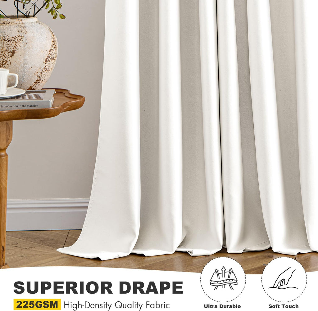 MIULEE Ivory Blackout Curtains - Thermal Insulated Room Darkening Drapes | 84 Inches Long, 2 Panels