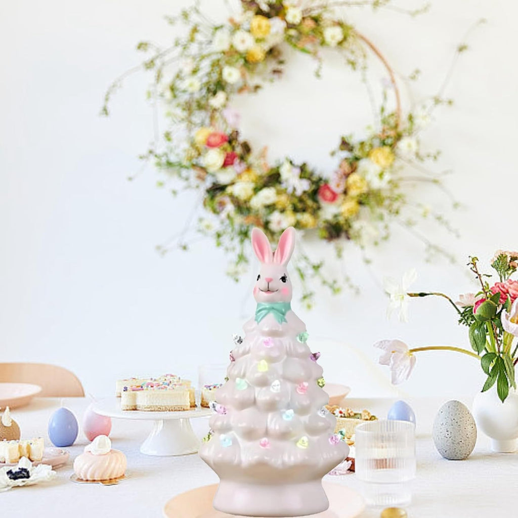 Skiennix Bunny Lamp - Glowing Ceramic Tree with Colorful Light | Easter Night Light Decor