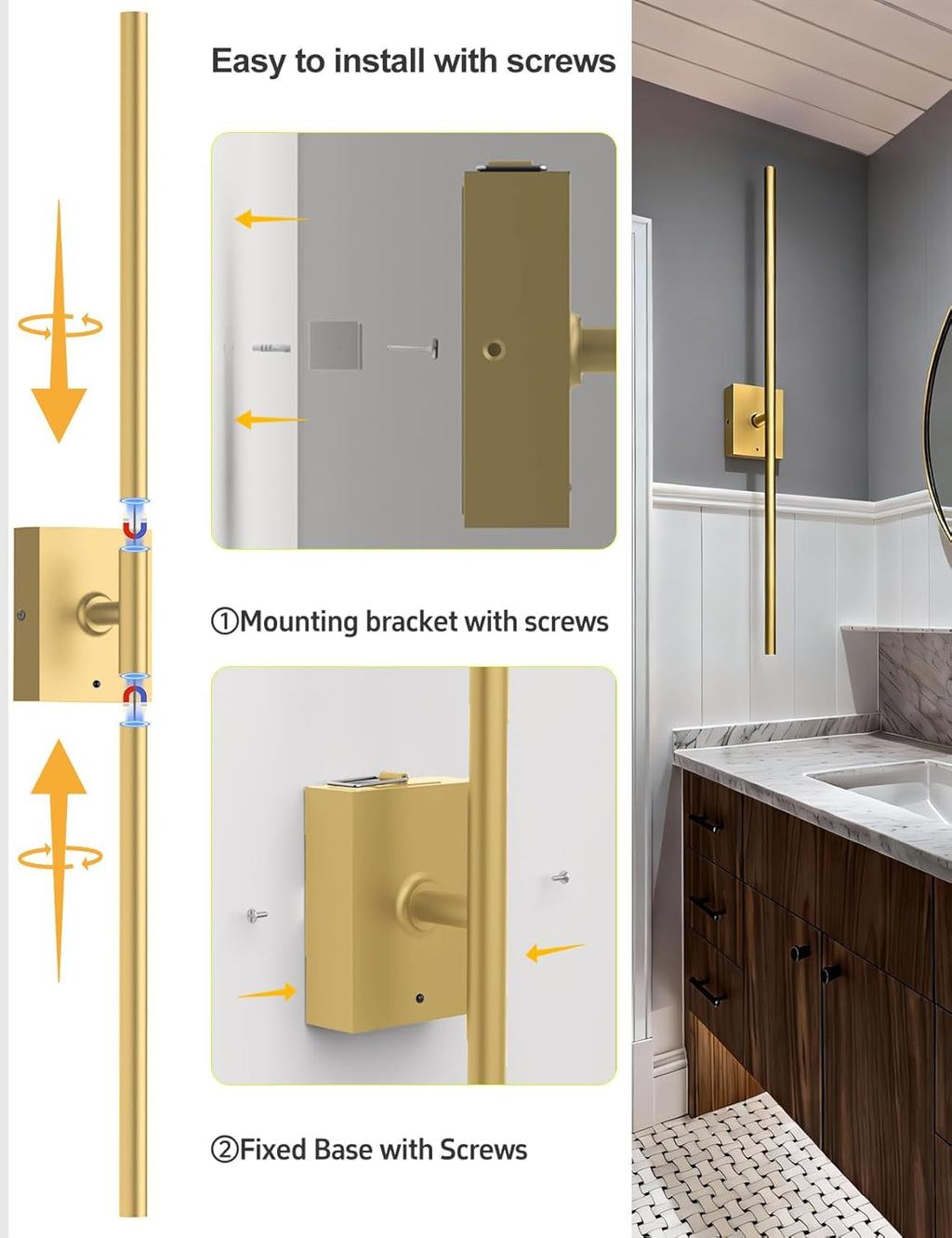 Skiennix Battery Operated Wall Sconces - 10000mAh Rechargeable LED Lights with Remote | 360° Rotation, 3000K-6000K for Bedroom & Living Room Decor