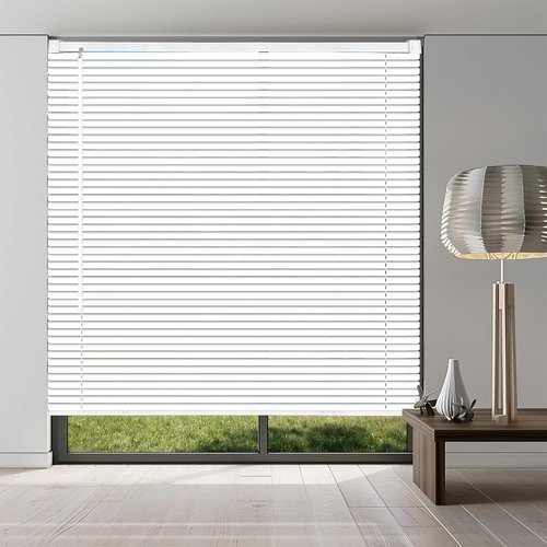 1 Cordless Mini Blinds - 20" W x 36" H | White Vinyl Horizontal Light Filtering Blinds for Indoor Use