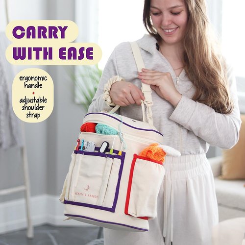 Hearth & Harbor Crochet Bag Organizer - Durable Yarn Storage for Accessories & Supplies | Canvas Design