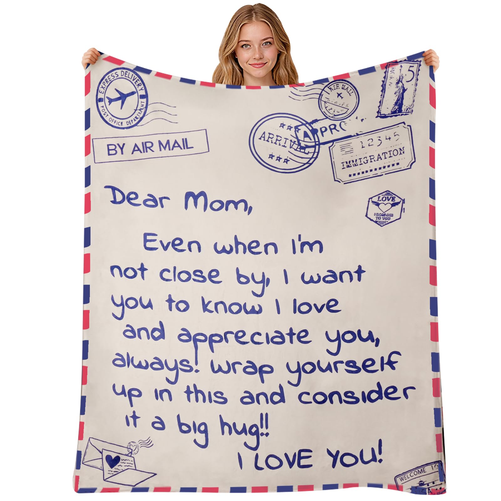 60 x 50 Inches Flannel Blanket for Mom Ultra-Soft Cozy Throw with Heartfelt Message Mother’s Day Birthday from Daughter or Son, Warm Decorative Sofa Blanket