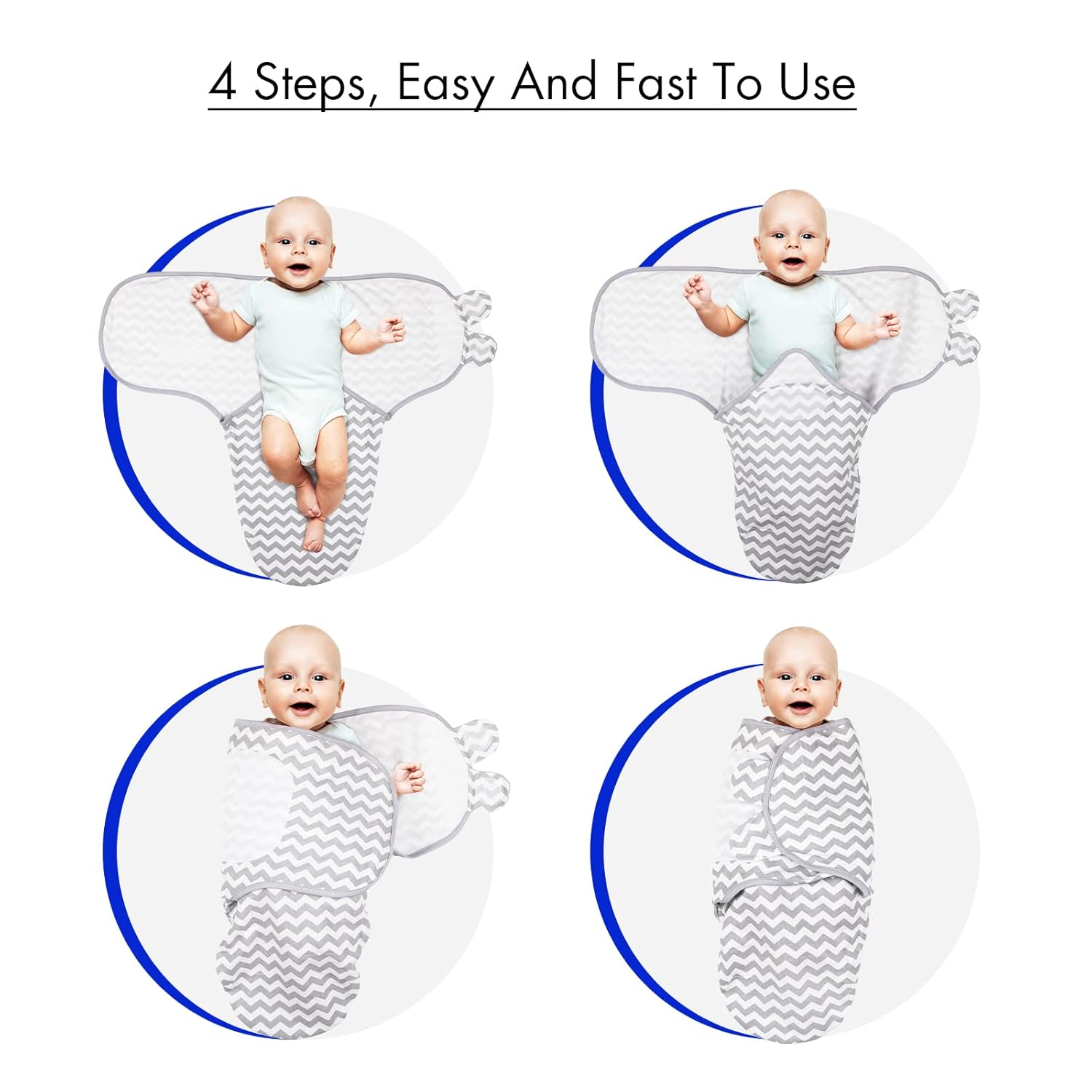 Skiennix Organic Baby Swaddle Sleep Sacks - 4-Pack Adjustable Cotton Wraps for Newborns (0-3 Months)