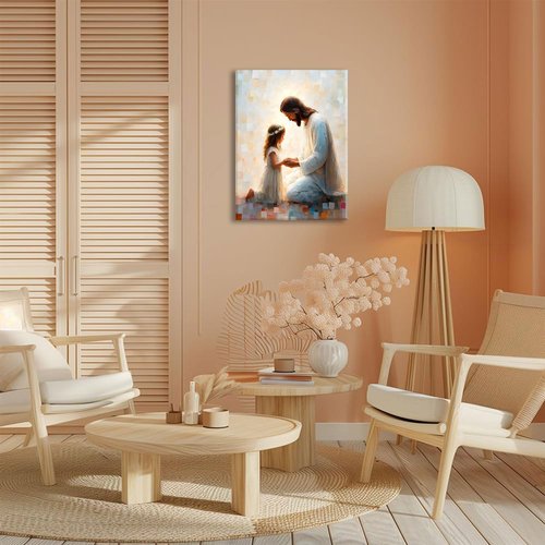 KISSFOX Jesus Canvas Wall Art - Serenity Prayer Artwork for Living Room & Bedroom | 12x16 Inch