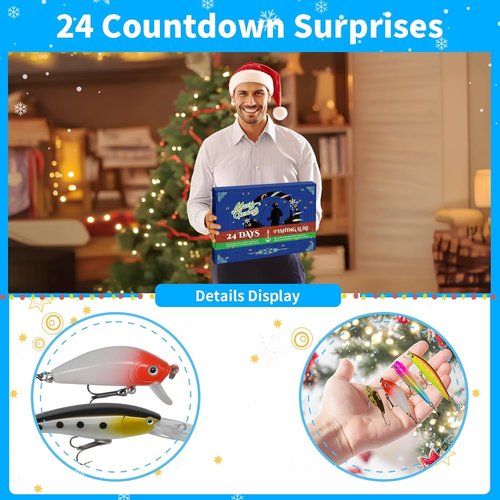 Fishing Advent Calendar 2025 - 24 Days of Fishing Lures | Perfect Xmas Gift for Men & Teens