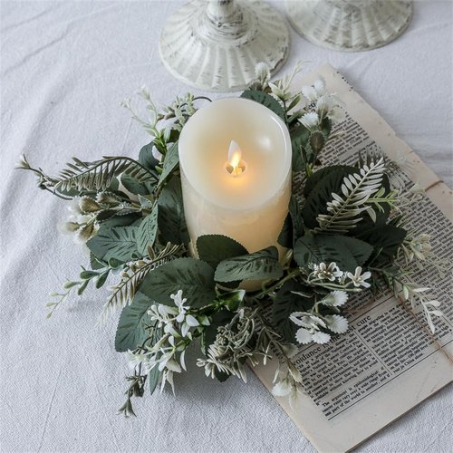 Eucalyptus Leaves Wreaths by [Brand Name] - 10 Inch Boho Candle Rings for Home Decor | 2 Pack Green