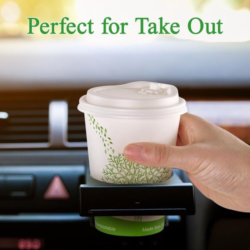 ECOLipak 100% Compostable Coffee Cup Lids 200 Count，3.54 inch Disposable CPLA Cup Lid Suitable for 10 oz, 12 oz, 16 oz, and 20 oz Paper Cups, White