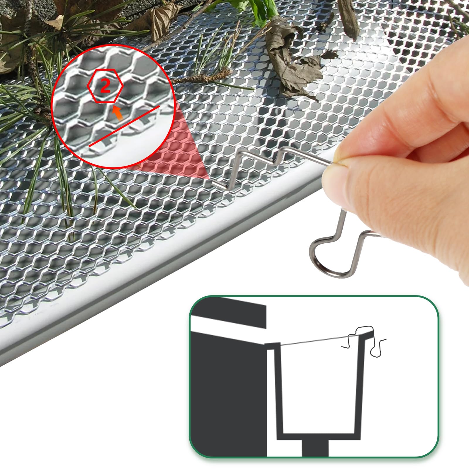 Tryly 50PCS Gutter Clips for Hanging Outdoor Lights, Gutter Guards Christmas Light Hooks Clips, Stainless Steel Gutter Hooks for Outdoor Halloween Christmas Lights (50)