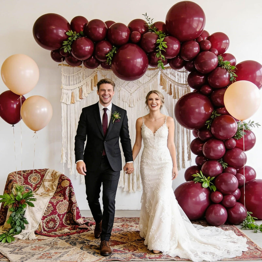 110pcs Burgundy Red Balloon 12 Inch, Burgundy Red Latex Balloons for Birthday Party Baby Shower Wedding(with 2 Ribbons).