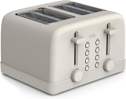 Bella 4-Slice Toaster - 6 Shade Settings with Reheat & Cancel Functions | Removable Crumb Tray, 900 Watts