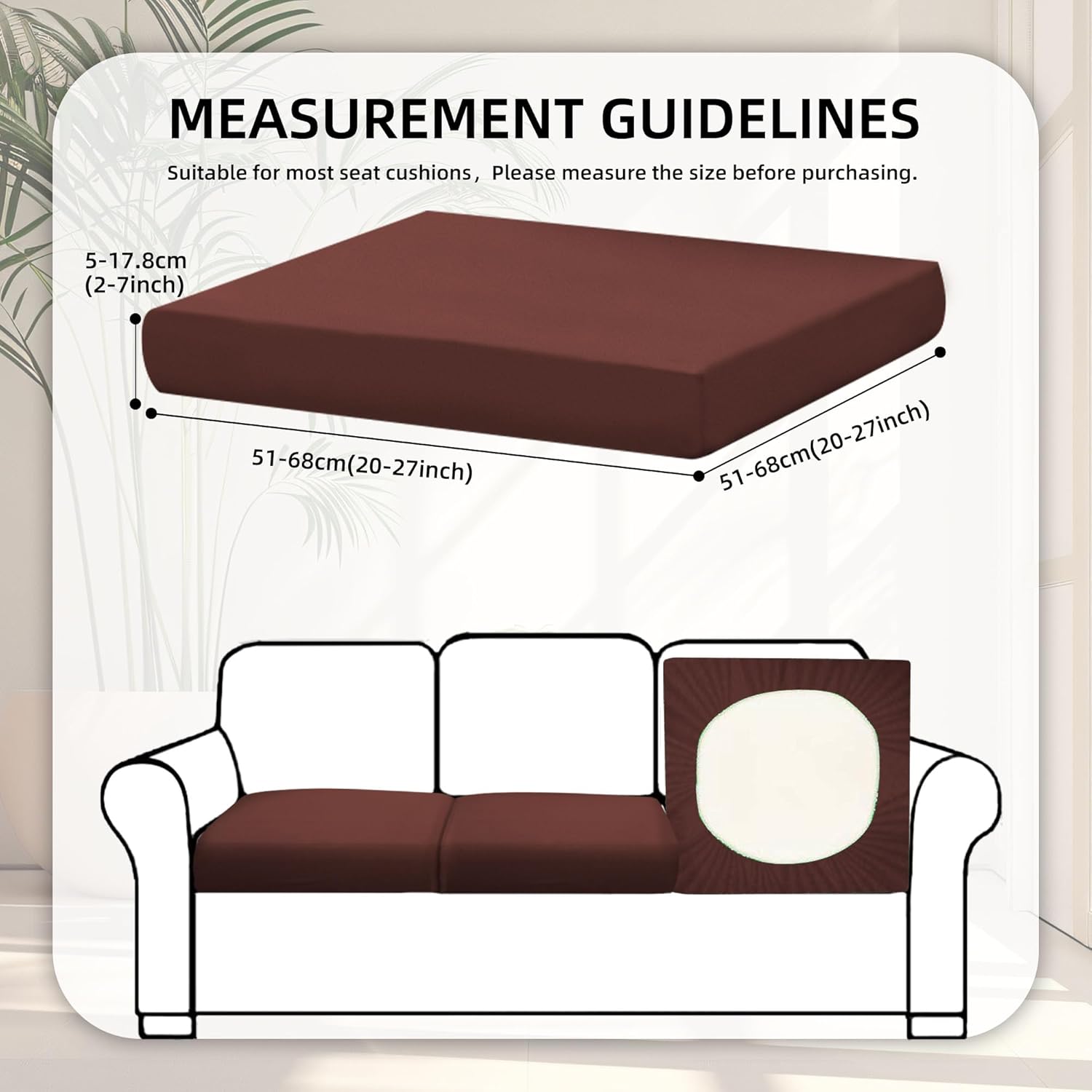 Skiennix 8-Piece Stretch Patio Cushion Covers - Washable Outdoor Sofa Slipcovers in Light Coffee