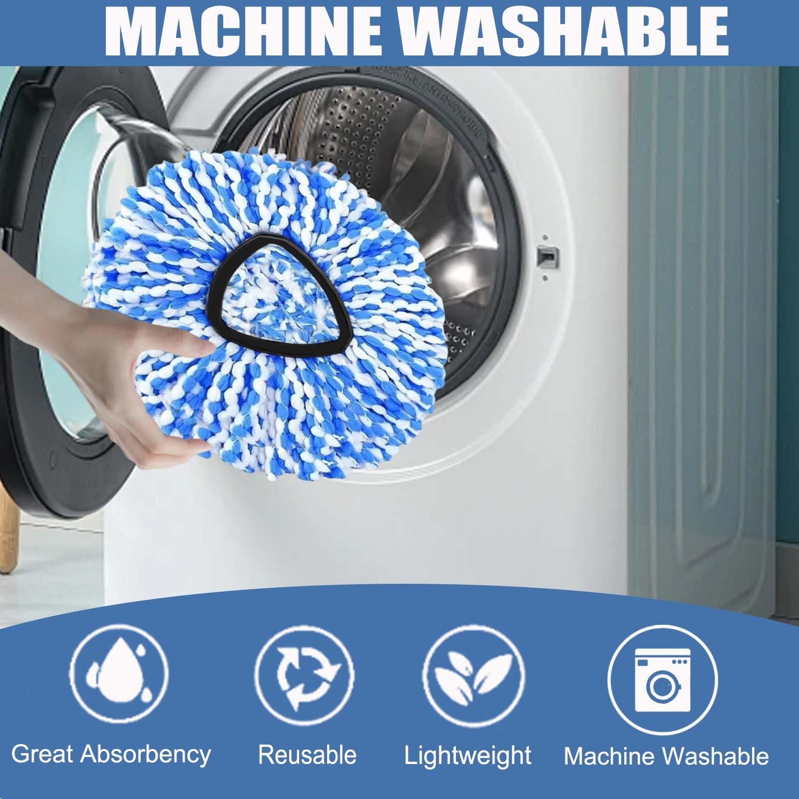 4-Pack Spin Mop Replacement Head for O-Ceda RinseClean Spin Mop Refill 2-Tank System Microfiber Deep Cleaning Machine Washable and Easy-to-Replace
