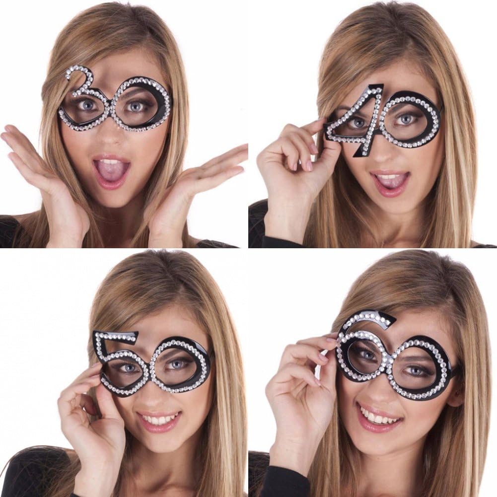 Ocean Line 80th Birthday Glasses - Fun Photo Booth Props for Anniversary | 6-Pack Plastic Frame