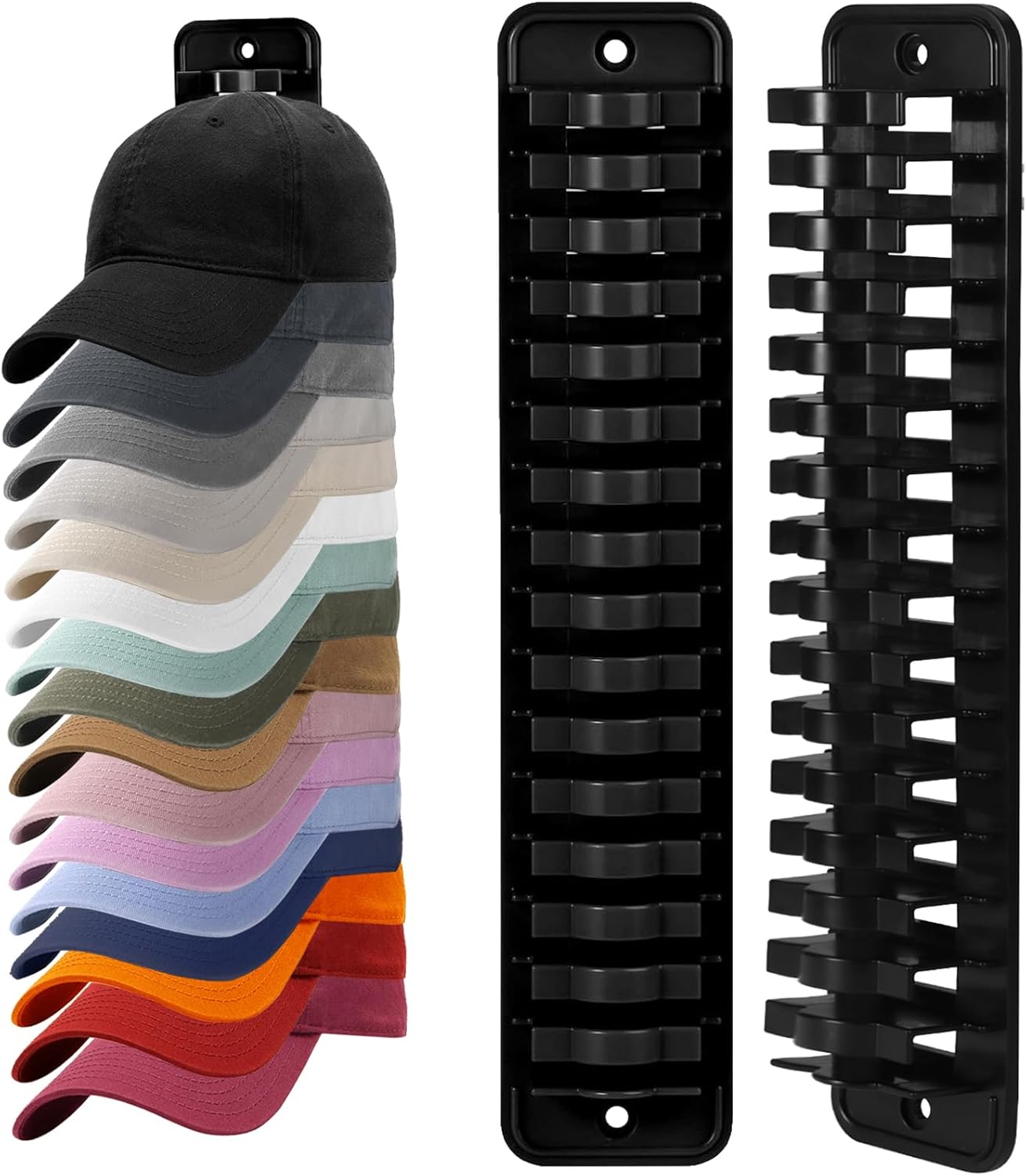 MAGTSMEI Baseball Cap Organizer - Vertical Hat Rack for Closet & Door, Large Capacity, Space-Saving Design (Black)