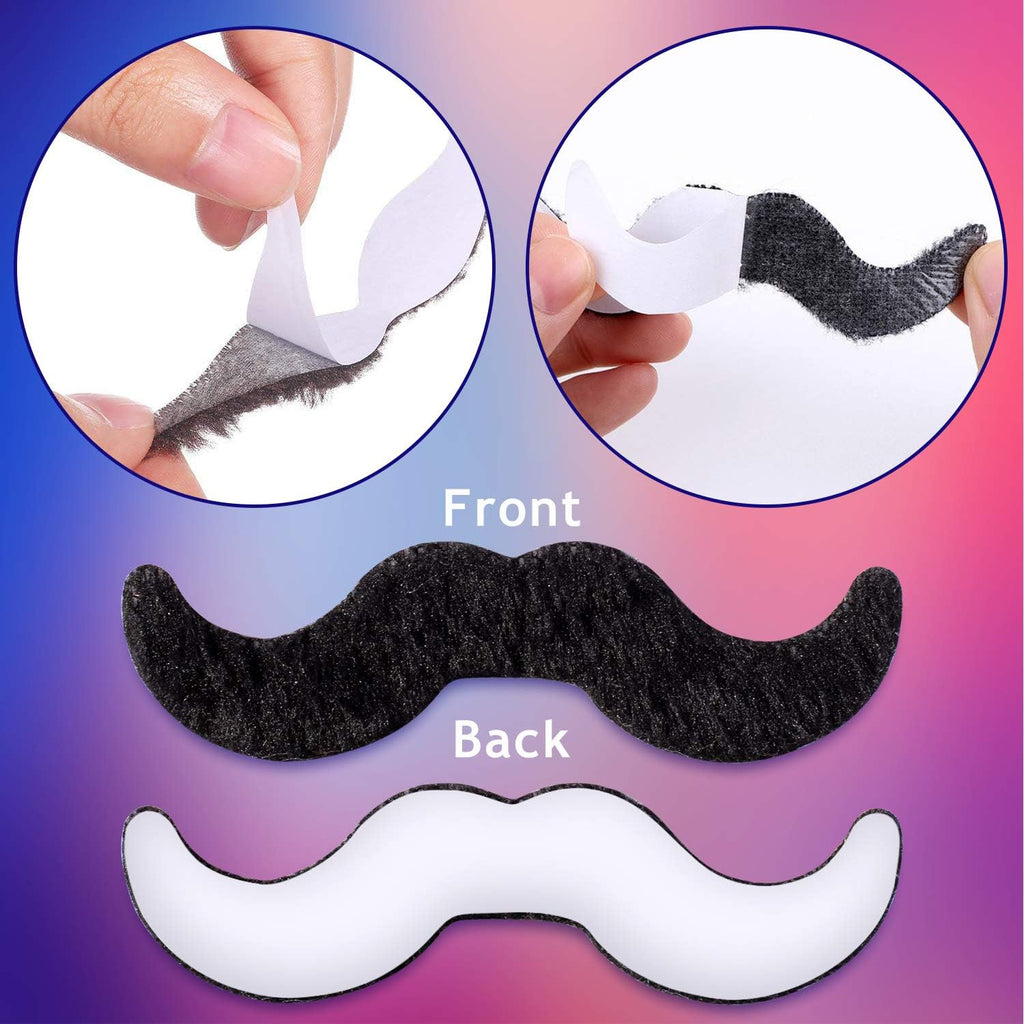 Whaline 48Pcs Self-Adhesive Fake Mustaches - Fun Costume Facial Hair for Halloween & Parties
