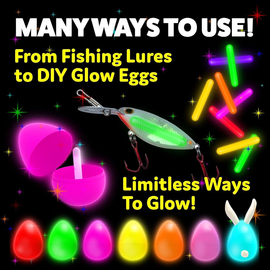 PartySticks Mini Glow Sticks - 200 Pack Glow-in-the-Dark Neon Light Sticks | Perfect for Easter Eggs & Party Favors