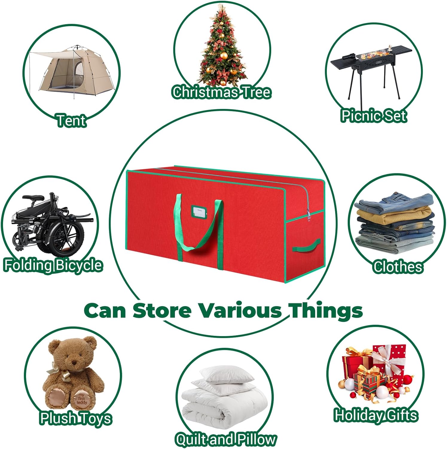 Skiennix Christmas Tree Storage Bag - Fits Up to 7.5 Ft | Durable 600D Oxford Cloth with Reinforced Handle and Card Slot