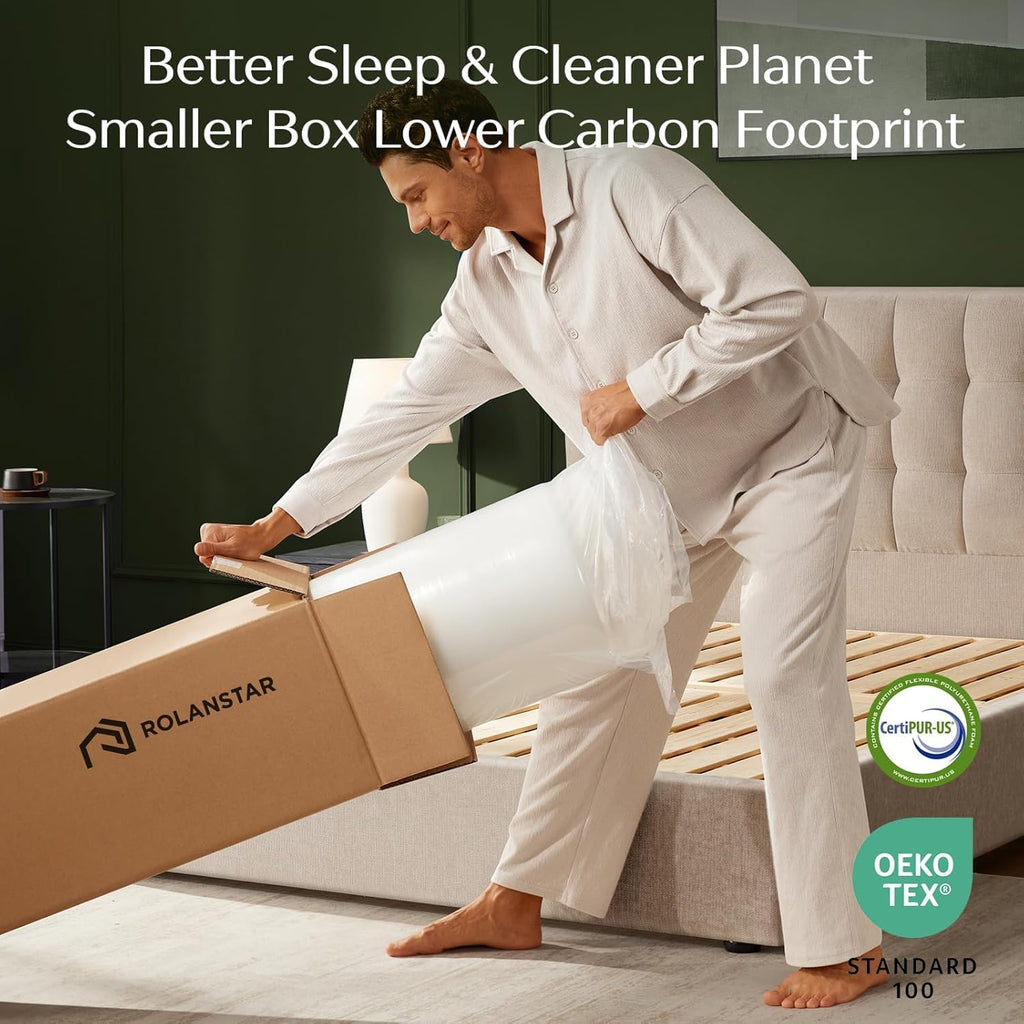 Rolanstar Twin Size Gel Memory Foam Mattress - 10 Inch, Fiberglass Free, Breathable & Supportive, CertiPUR-US Certified