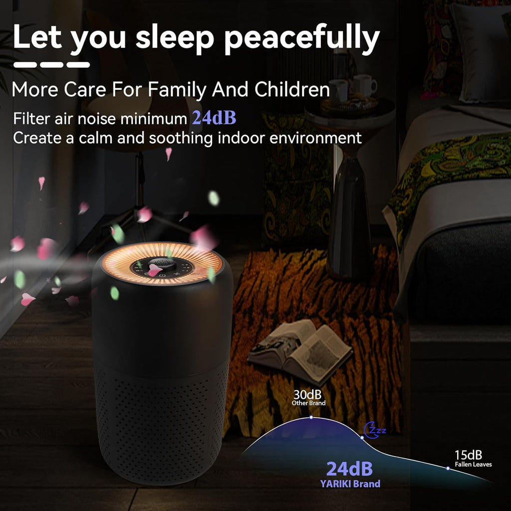 YARIKI Air Purifiers - 2 Pack Small Bedroom Purifiers with Aromatherapy & Nightlight | Low Noise 24dB