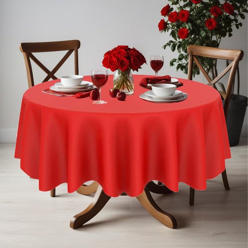 CIEOVO 12 Pcs Valentine's Day Plastic Tablecloths, Disposable Round Red Pink Table Cover 84 Inch Waterproof Table Covers for Valentine's Day Family Wedding Birthday Bridal Shower Party Decorations
