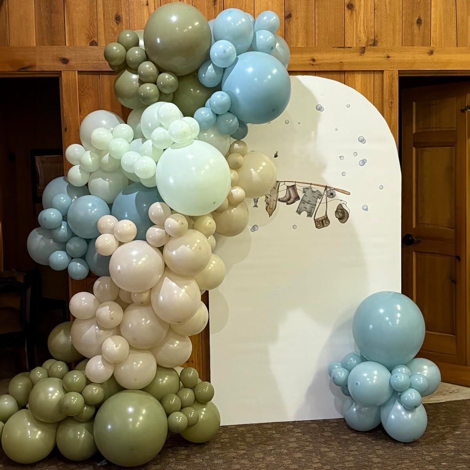 Sage Green & Blue Balloons - 60 PCS 12 Inch Dusty Green, Blue, Sand & Gold for Baby Shower | Wedding Decor