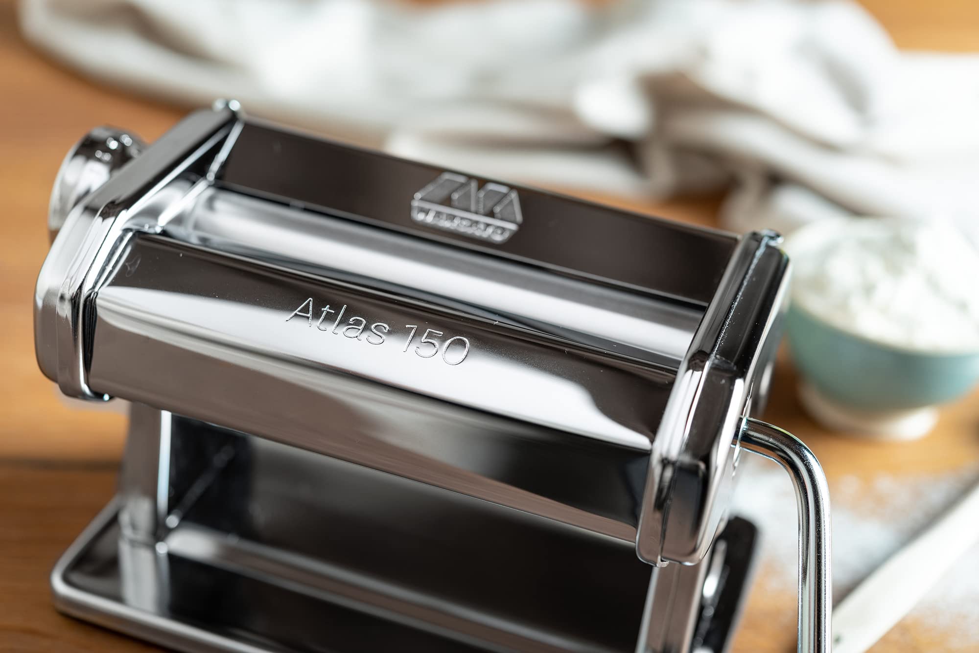 MARCATO Made in Italy Atlas 150 Roller Manual Pasta Machine, Chrome Steel