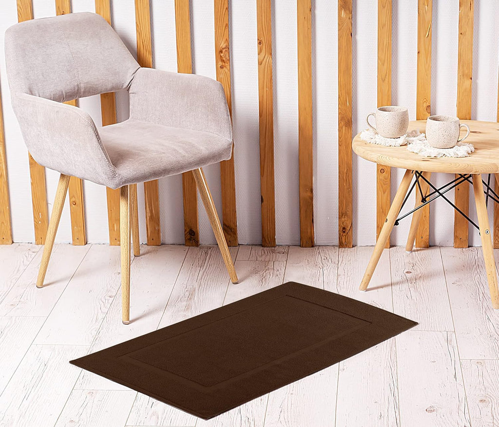 Utopia Towels Cotton Banded Rug, Bath Mats, Not a Bathroom Rug, 21 by 34 Inches, 100% Ring Spun Cotton, Highly Absorbent Shower Bathroom Floor Mat,Dark Brown, 2 Pack