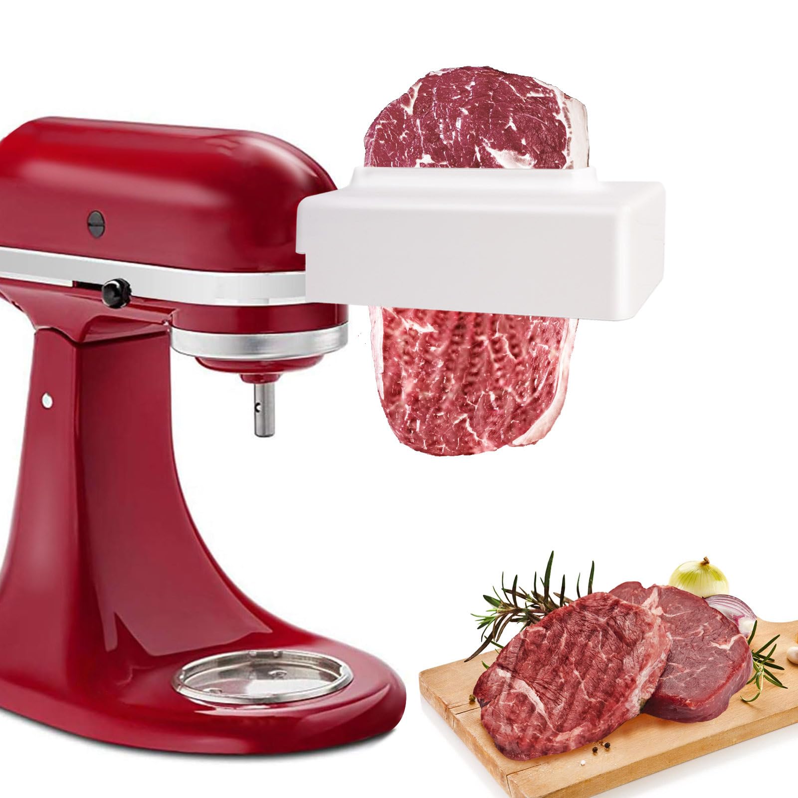 Meat Tenderizer for Kitchenaid, Meat Tenderize Attachment for Kitchenaid and Cuisinart Stand Mixer with Stainless Gears, White