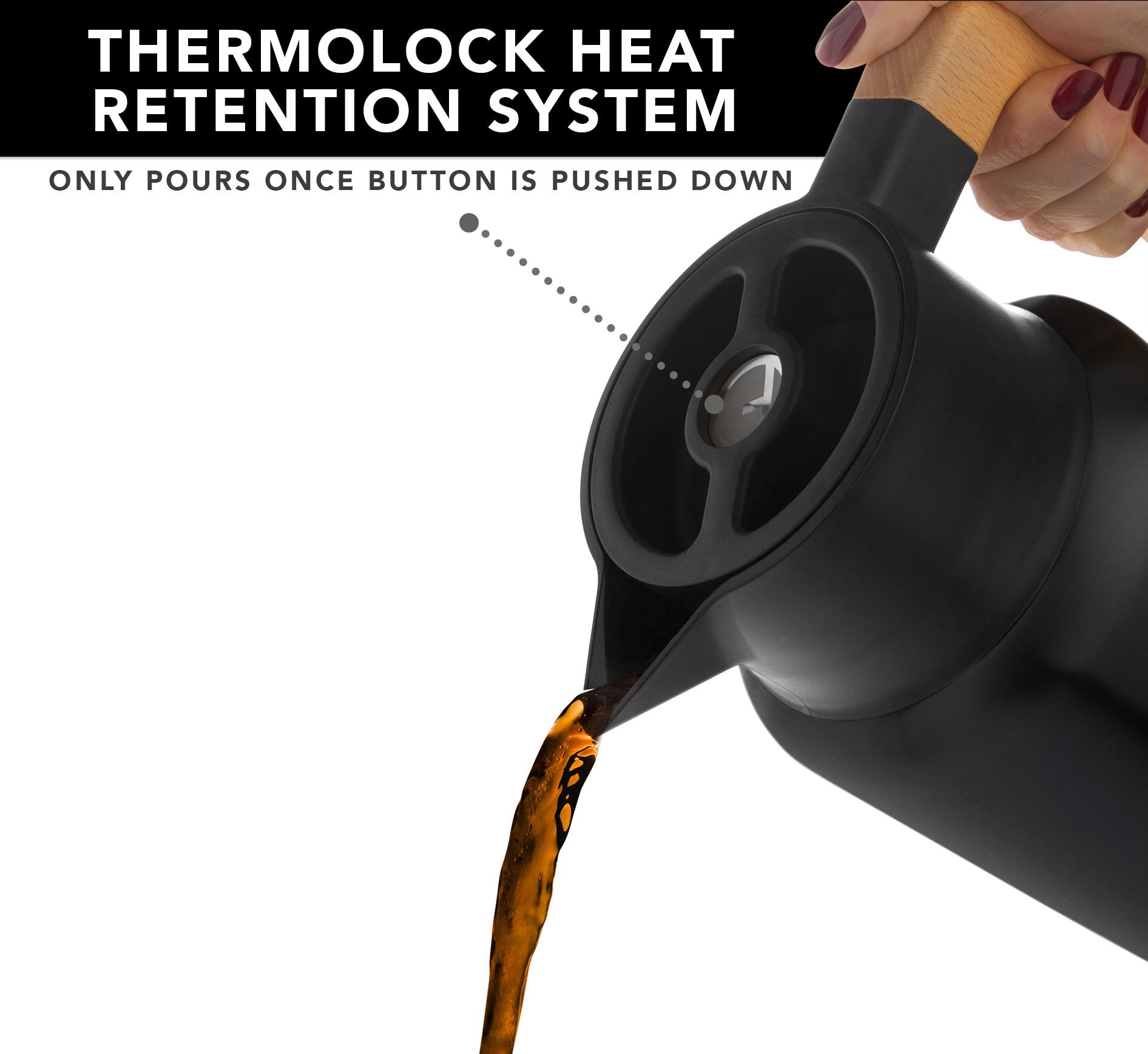 Hastings Collective Thermal Coffee Carafe 50 Oz - Large Stainless Steel Insulated Carafe - 1.5 Liter Double Walled Vacuum Thermos Coffee and Beverage Dispenser with Tea Infuser and Strainer (White)