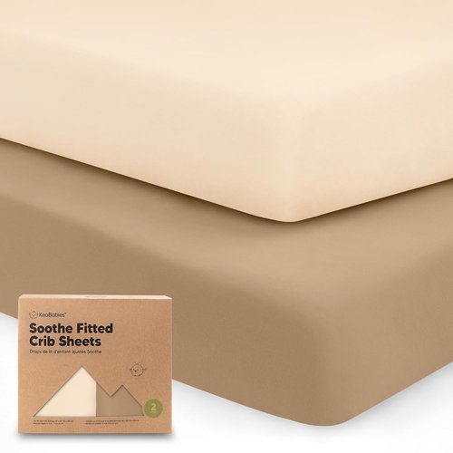 KeaBabies Organic Crib Sheets - 2-Pack Fitted Jersey Cotton for Boys & Girls | Soft & Breathable (Pecan, 52x28)