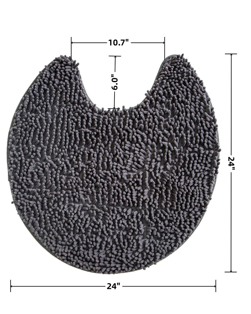 Puniamol Soft Shaggy Round Toilet Rug U Shaped for Bathroom, Excellent Absorbent Contour Toilet Mat Machine Washable, Non-Slip Microfiber Chenille Bathroom Rugs 24" Dark Grey