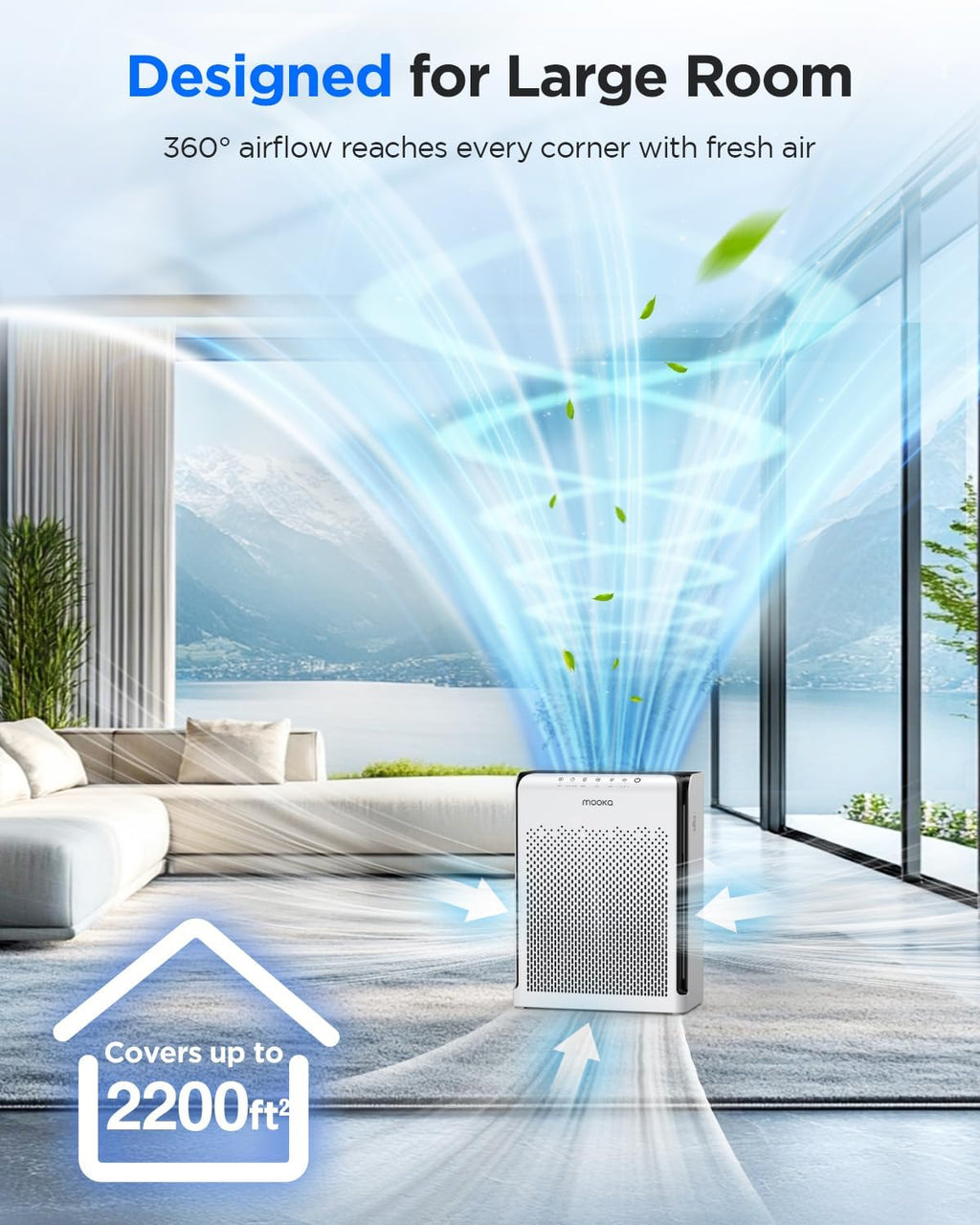 M200L Air Purifier - Ideal for Large Rooms Up to 2200ft² | PR1 Air Purifier with Air Quality Sensor