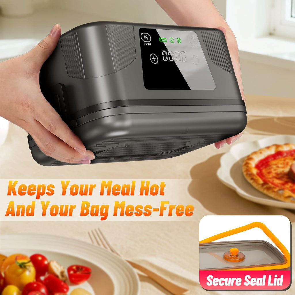 great dachong Heated Lunch Box for Men Adults, 18000mAh Rechargeable Electric Lunch Box Warmer, Wireless Cordless Lunchbox, Portable 6 Cups Battery Powered Food Heater 1.5L for Work Office Car