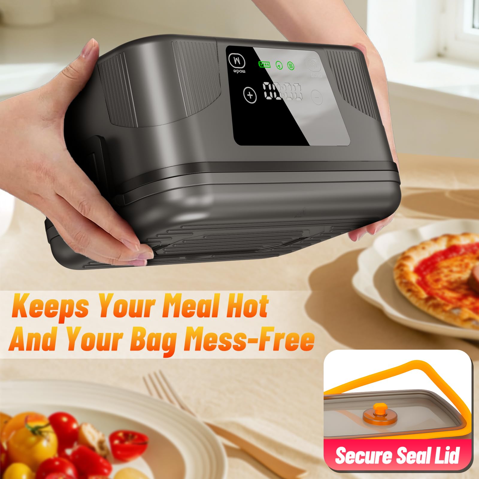great dachong Heated Lunch Box for Men Adults, 18000mAh Rechargeable Electric Lunch Box Warmer, Wireless Cordless Lunchbox, Portable 6 Cups Battery Powered Food Heater 1.5L for Work Office Car