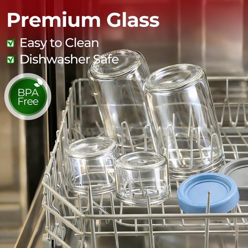 KTMAMA 4 Pack Glass Yogurt Parfait Cups with Lids, 16+4oz Reusable Containers with Dry & Wet Separation, Leak-Proof for Overnight Oats, Meal Prep, Portable to Work & School, Easy Clean